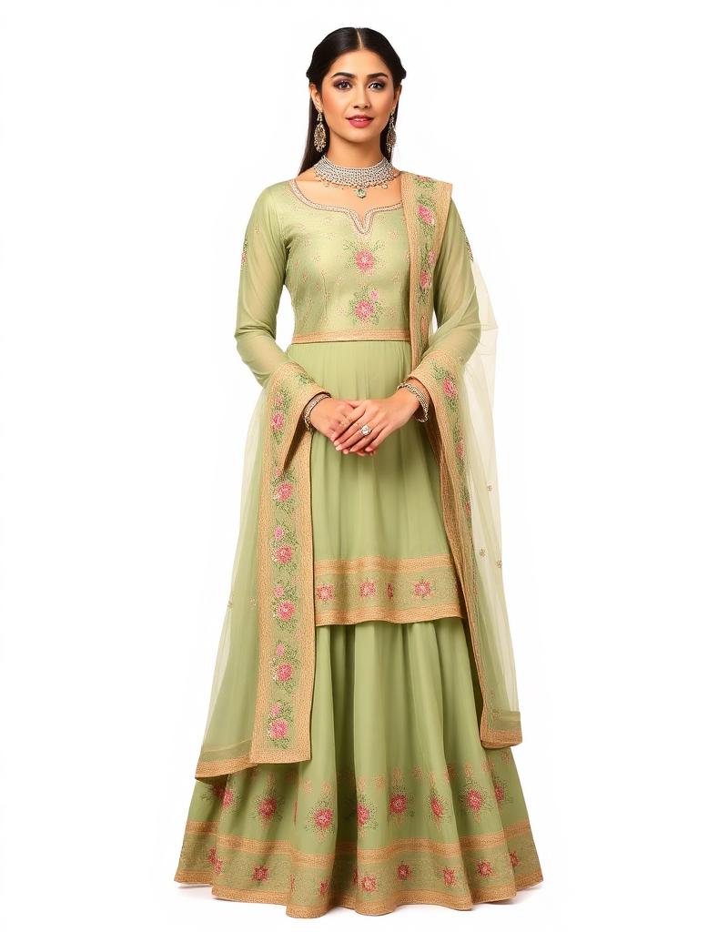 Sage Floral Sharara Set